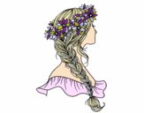 Coloring page Hairstyle with braid painted bynelli00949