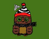 Coloring page Owl ready for Christmas  painted bykjdorkface