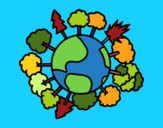 Coloring page Earth with trees painted bymindella