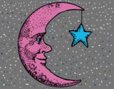 Coloring page Moon and star painted byECHO