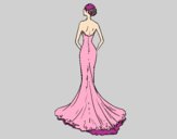 Coloring page Wedding dress with tail painted byECHO