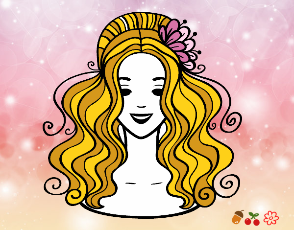Colored page Hairstyle with flower painted by User not registered