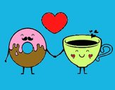 Love between donut and tea