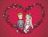 Coloring page Wedding heart painted bysuzie