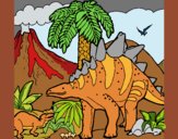 Coloring page Family of Tuojiangosaurus painted bysuzie