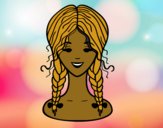 Coloring page hairstyle: two braids  painted byCharlotte