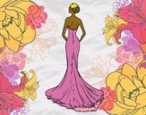Coloring page Wedding dress with tail painted byCharlotte