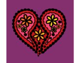 Coloring page Heart of flowers painted byCharlotte