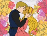 Coloring page Kiss of love painted byCharlotte