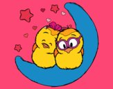 Coloring page Love birds painted bymindella