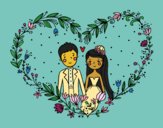Coloring page Wedding heart painted byCharlotte