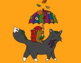 Coloring page Animals and autumn painted bymindella