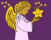 Coloring page Angel and star painted byCharlotte