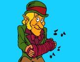Coloring page Leprechaun with accordion painted bymindella