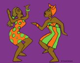 Coloring page Dancing women painted byCharlotte