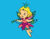 Coloring page Little magic fairy painted bymindella