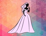 Coloring page Wedding dress and veil  painted byCharlotte