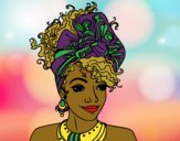 Coloring page An African woman painted byCharlotte