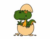 Coloring page Dino emerging from egg painted bykinnho