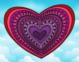 Coloring page Heart mandala painted byCharlotte
