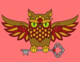 Coloring page Owl with key tattoo painted byjune55