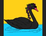 Coloring page Swan with flowers painted byCharlotte