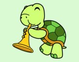 Coloring page Turtle with trumpet painted byLinds