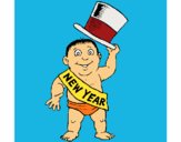 Coloring page Baby New Year painted bymindella