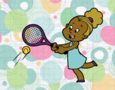 Coloring page Girl playing tennis painted byCharlotte