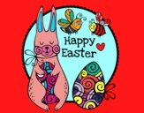 Coloring page Happy Easter Card painted bymindella