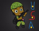 Coloring page Military soldier painted byCharlotte