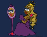 Coloring page Princess and mirror painted byCharlotte