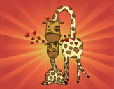 Coloring page Giraffe mother painted byCharlotte