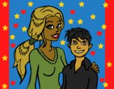 Coloring page Mother and son  painted byCharlotte