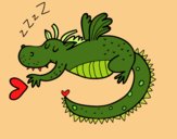 Coloring page Childish dragon sleeping painted byRachael