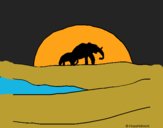 Coloring page Elephant at dawn painted byCharlotte