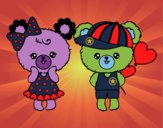 Coloring page Kawaii bears in love painted byCharlotte