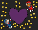 Coloring page Love in the space painted byCharlotte