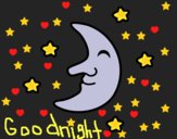 Coloring page Moon with stars painted byCharlotte