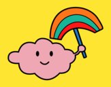 Coloring page Cloud with rainbow painted bymindella