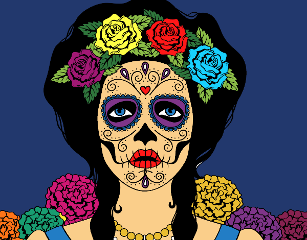 Colored page Female mexican skull painted by KArenLee