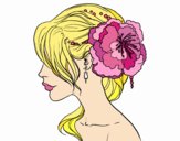 Coloring page Flower wedding hairstyle painted byCaryAnn