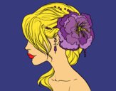 Coloring page Flower wedding hairstyle painted byKArenLee