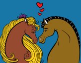 Coloring page Horses in love painted byKArenLee