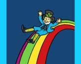 Coloring page Leprechaun on a rainbow painted byKArenLee