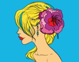 Coloring page Flower wedding hairstyle painted bymindella
