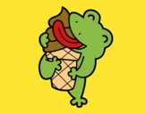 Coloring page Frog with a ice cream painted byKArenLee