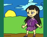Coloring page Manga schoolgirl painted byKArenLee