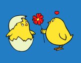 Coloring page Chicks in love painted byKArenLee