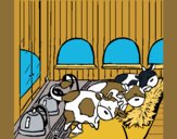 Coloring page Cows in the stable painted byKArenLee